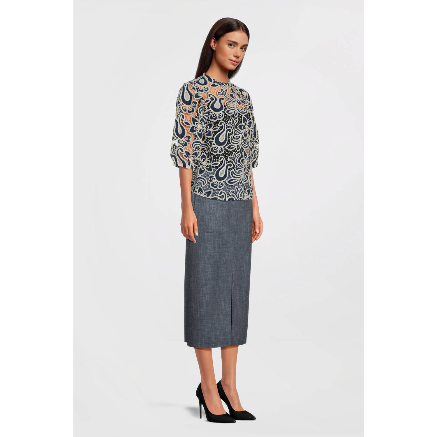 Aaiko midi rok donkerblauw