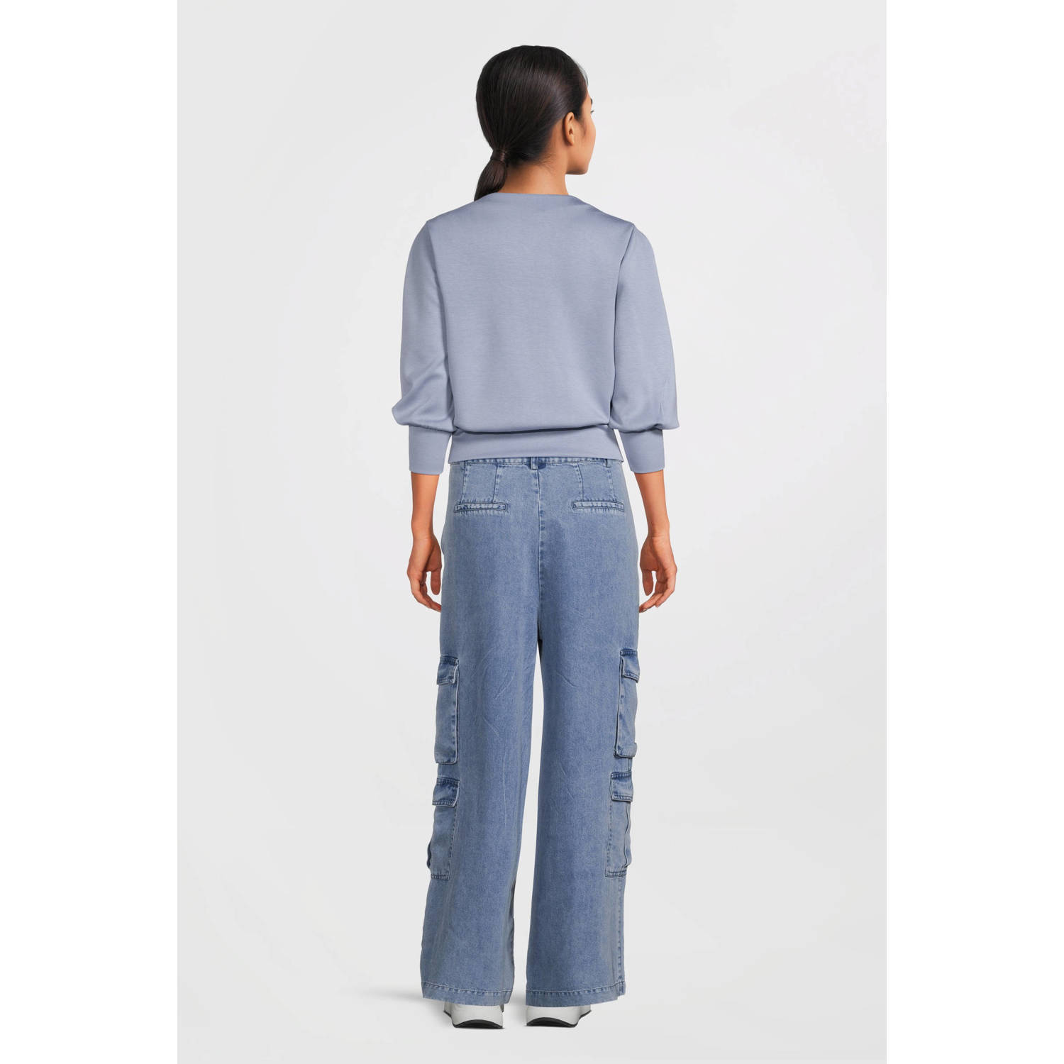 Aaiko regular waist casual broek light blue denim