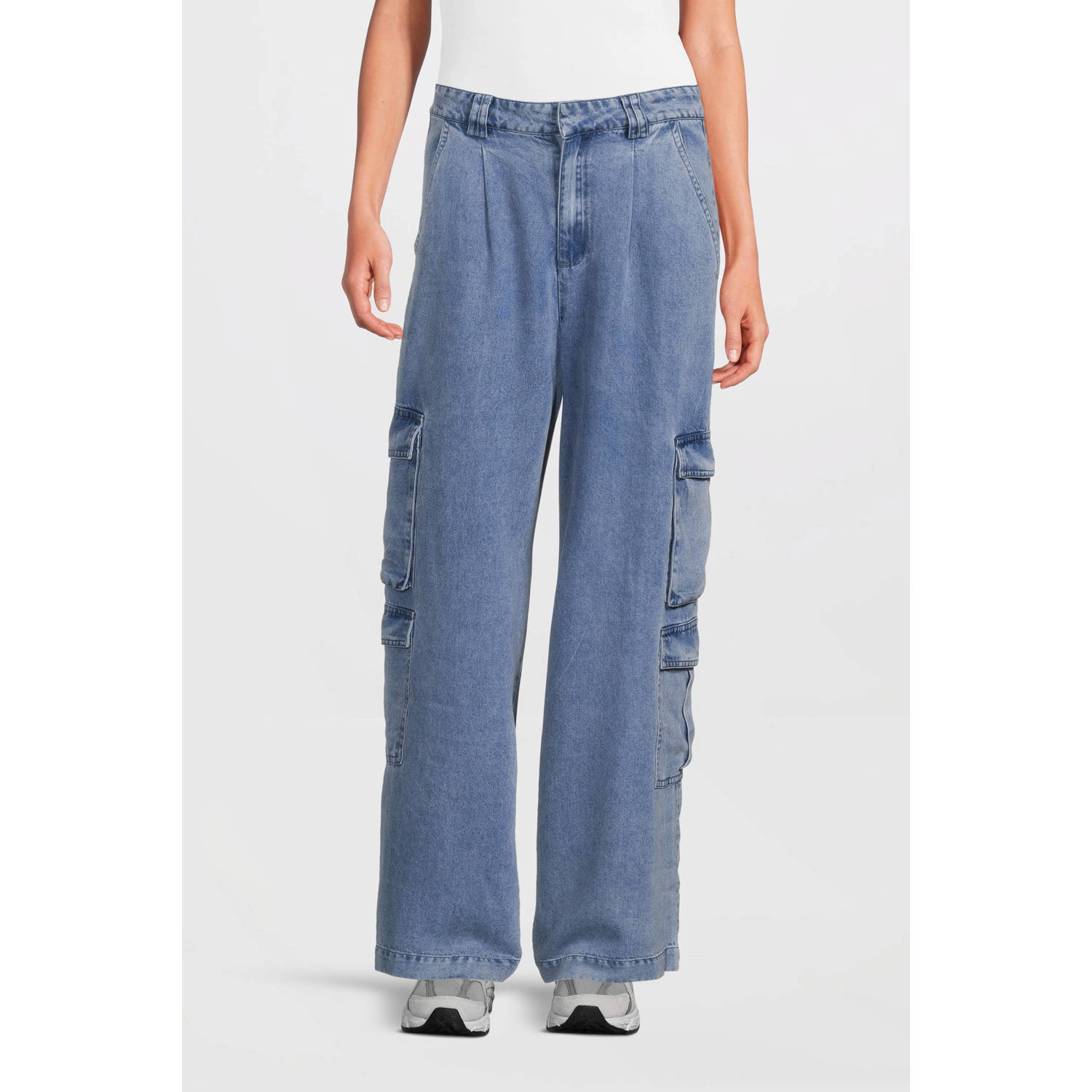 Aaiko regular waist casual broek light blue denim