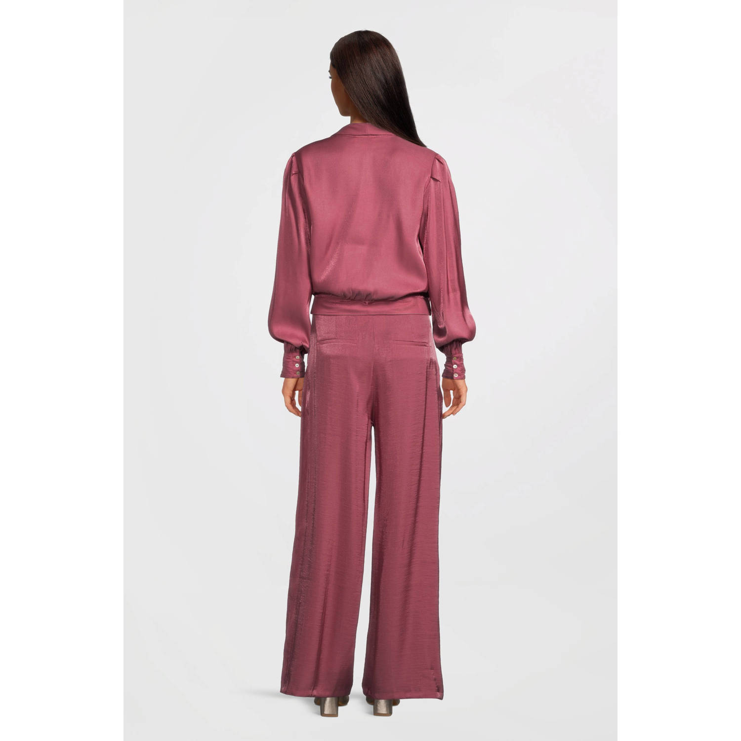 Aaiko wide leg high waist casual broek oudroze