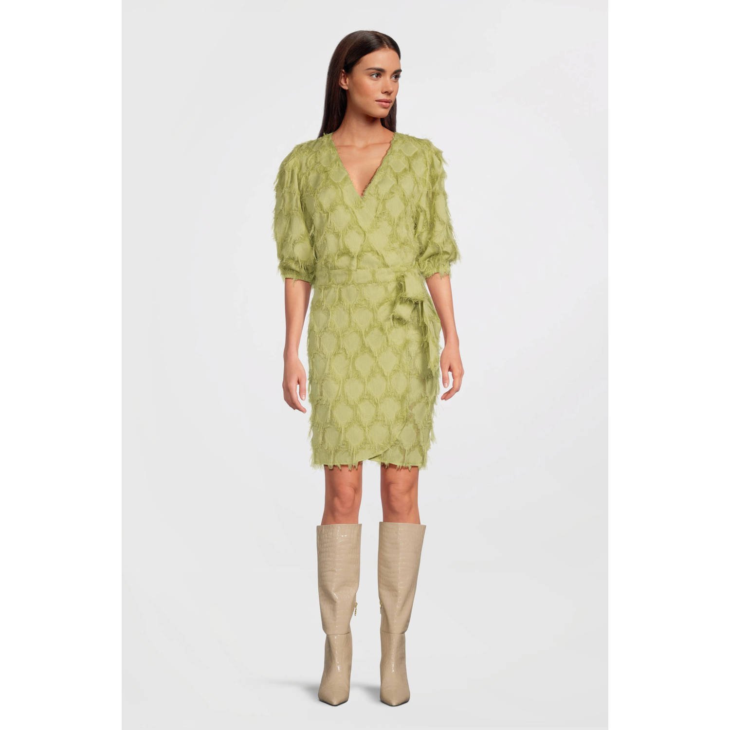 AAIKO Dames Jurken Florica Fringe Pes 482 Khaki