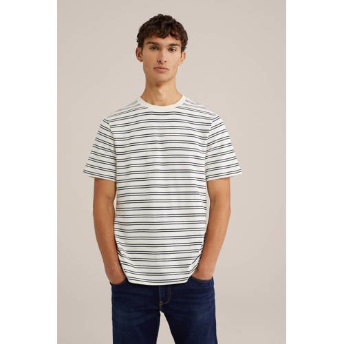 WE Fashion T-shirt gestreept ecru afbeelding