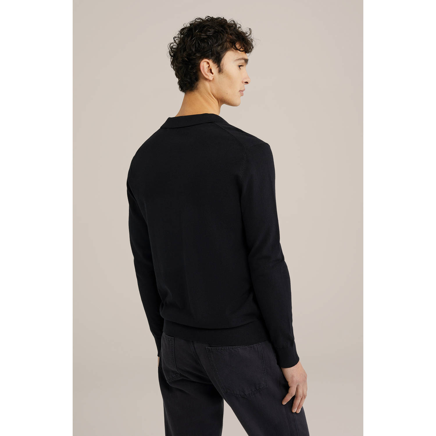 WE Fashion polo fijn gebreid zwart