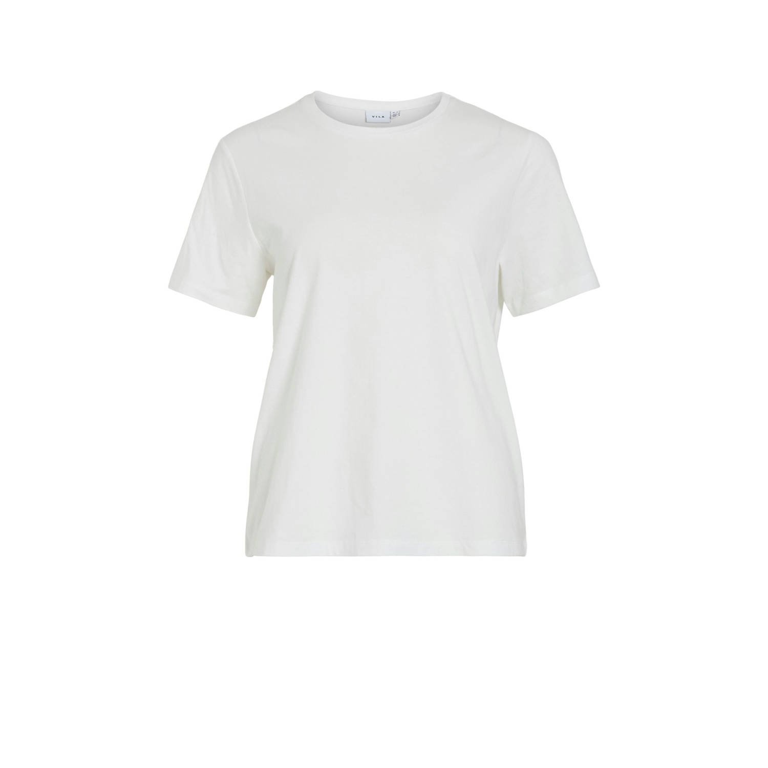 VILA T-shirt met backprint wit roze