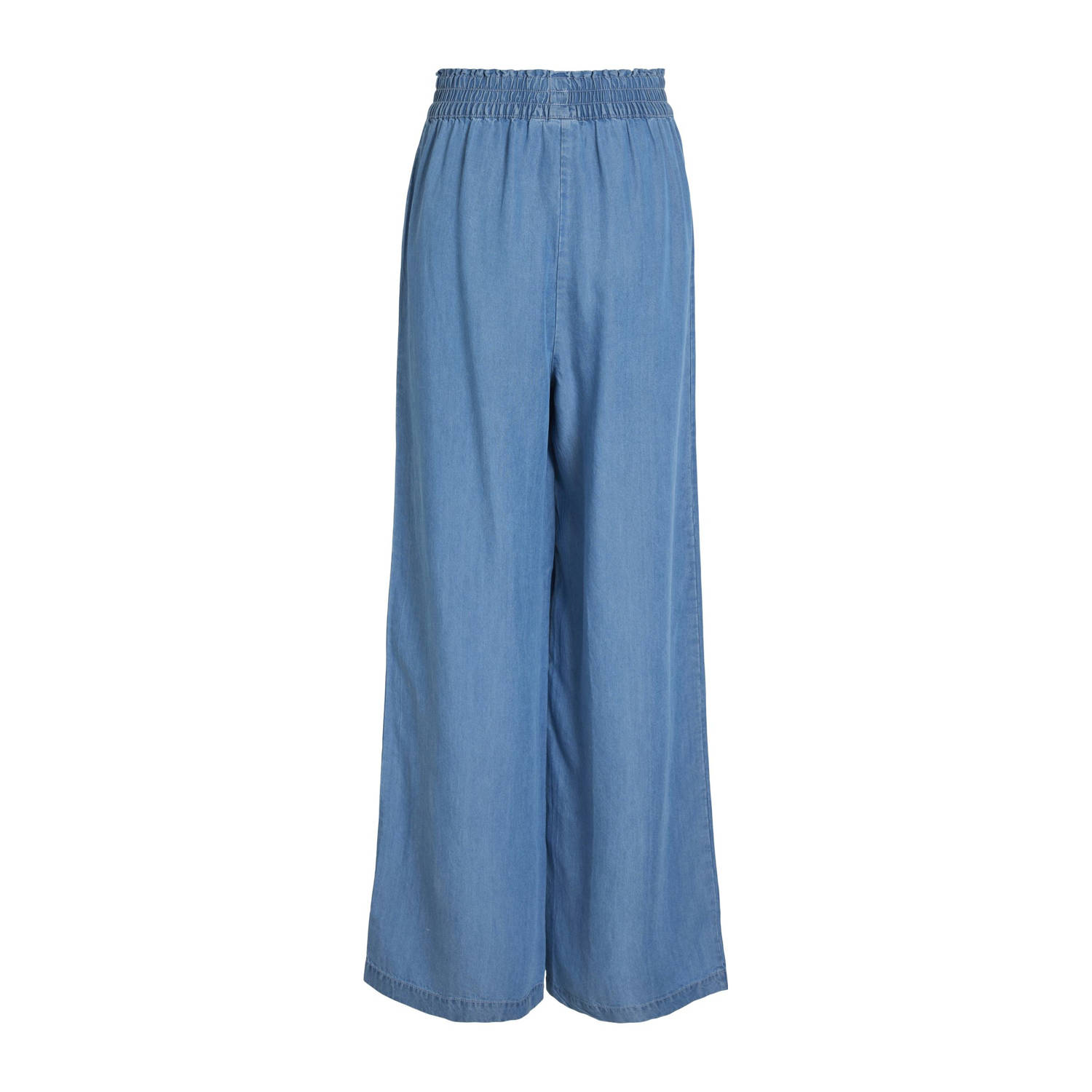 VILA wide leg high waist broek medium blue denim