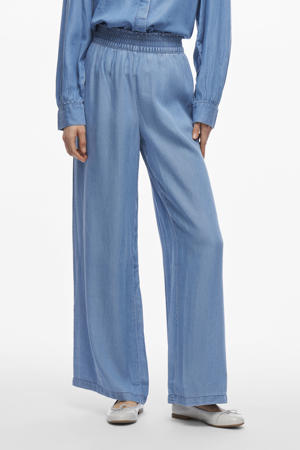 wide leg high waist broek medium blue denim