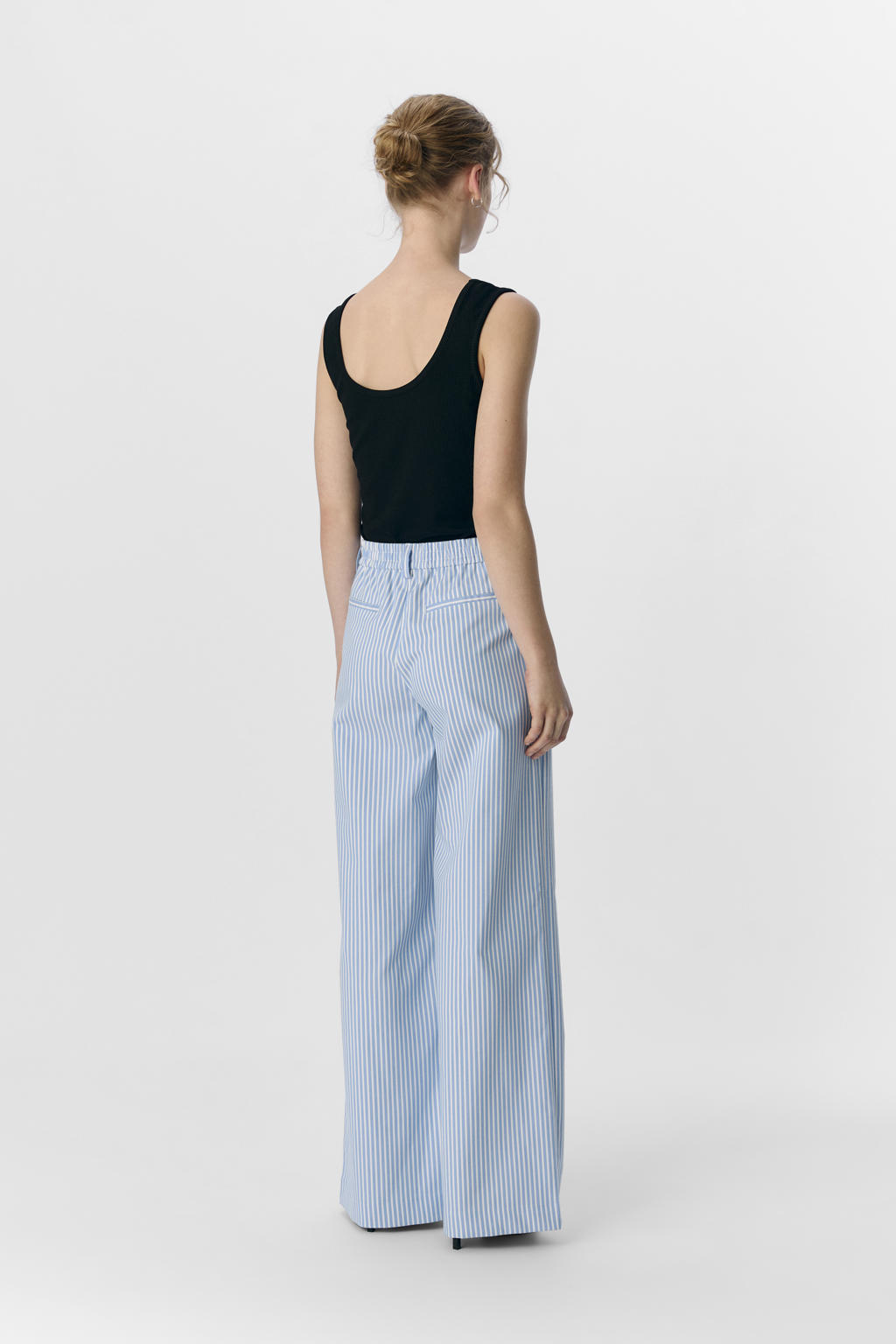 Witte dames OBJECT wide leg regular waist pantalon