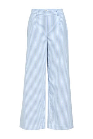 OBJLISA wide leg regular waist pantalon lichtblauw/ wit