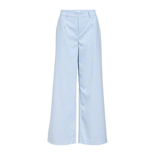 OBJECT OBJLISA wide leg regular waist pantalon lichtblauw/ wit afbeelding