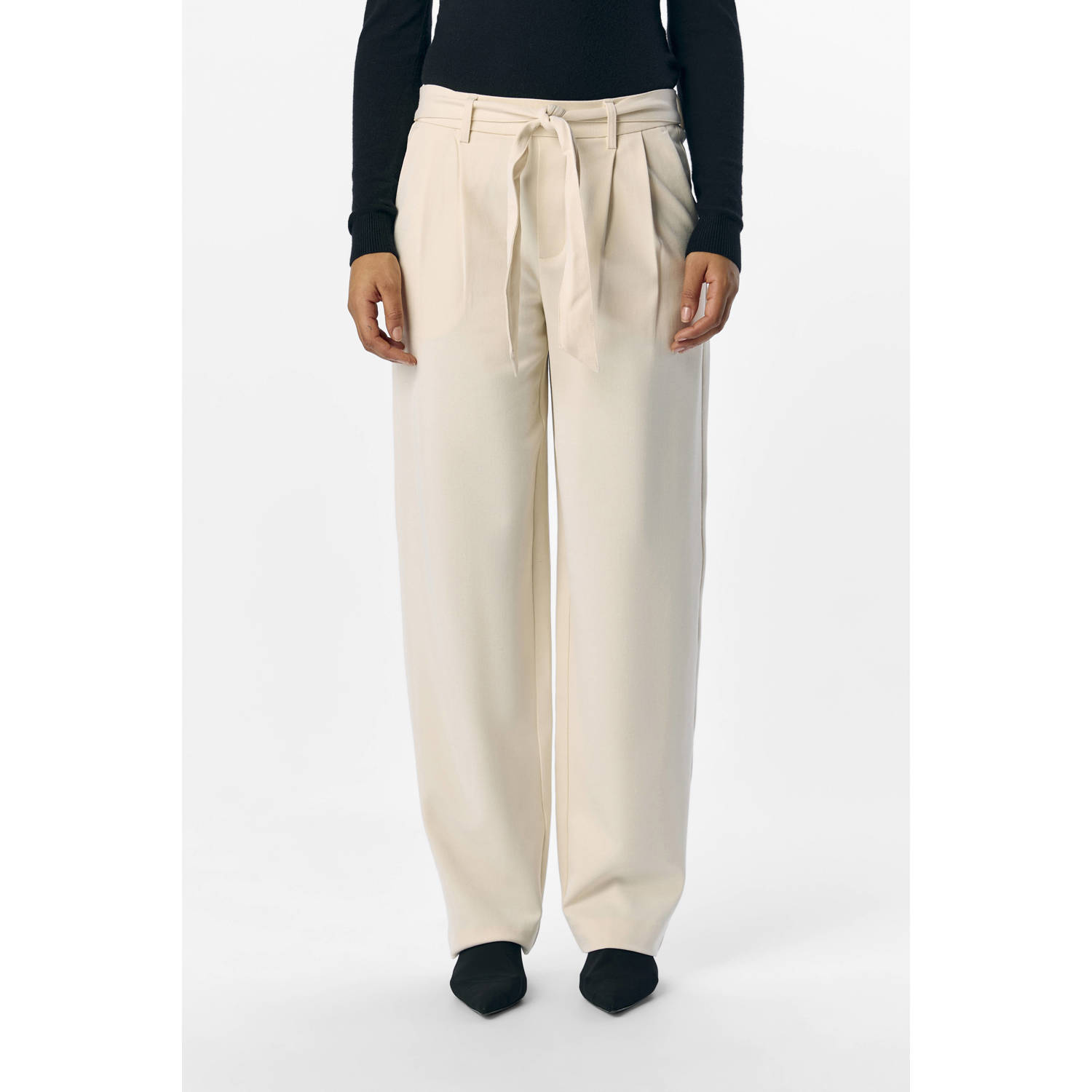 OBJECT straight regular waist pantalon zand