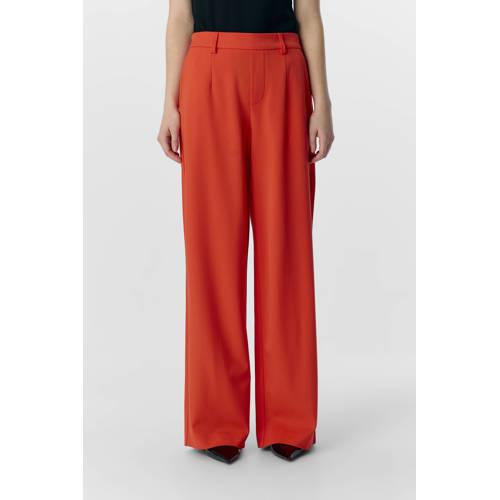 OBJECT wide leg regular waist pantalon koraalrood afbeelding