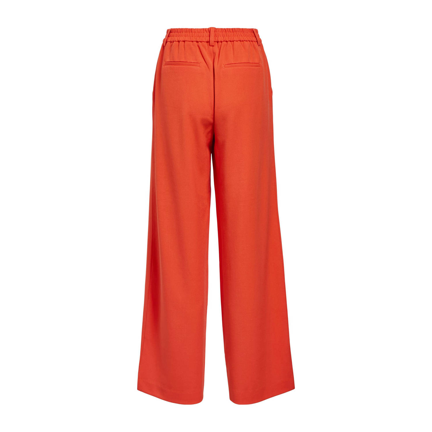 OBJECT wide leg regular waist pantalon koraalrood