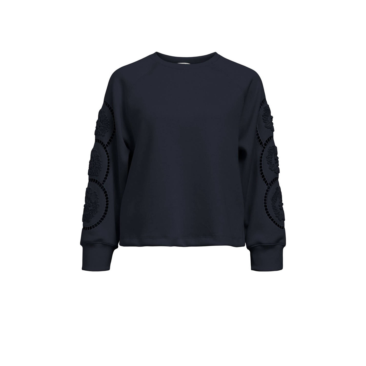 OBJECT trui blauw broderie