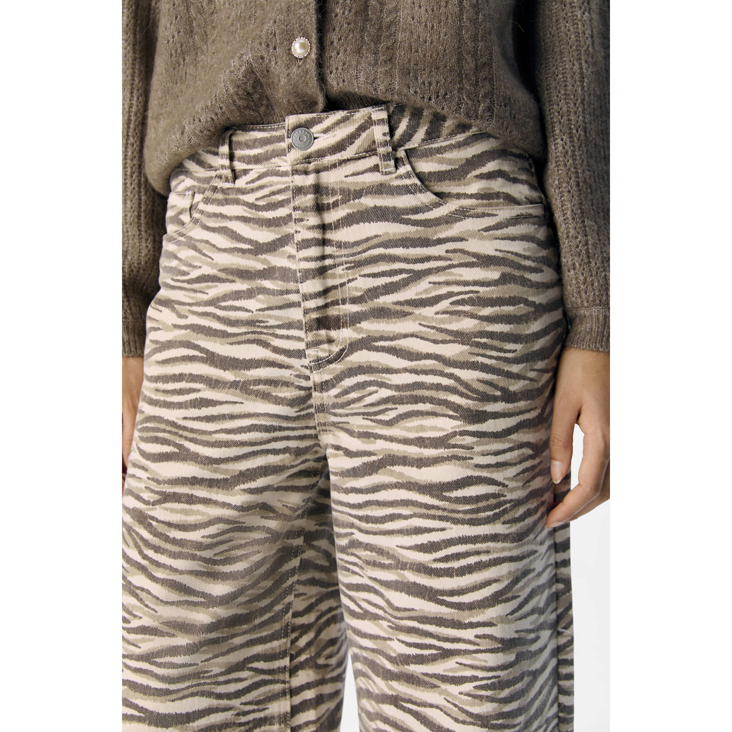 OBJECT high waist wide leg jeans ecru