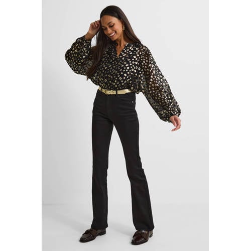 anytime high waist flared jeans zwart afbeelding