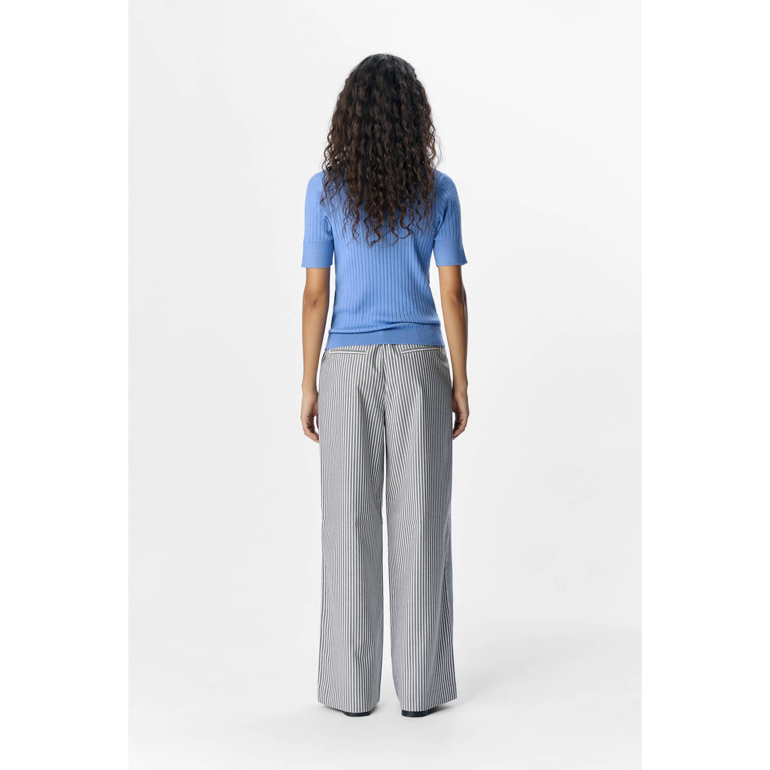 OBJECT wide leg regular waist pantalon wit