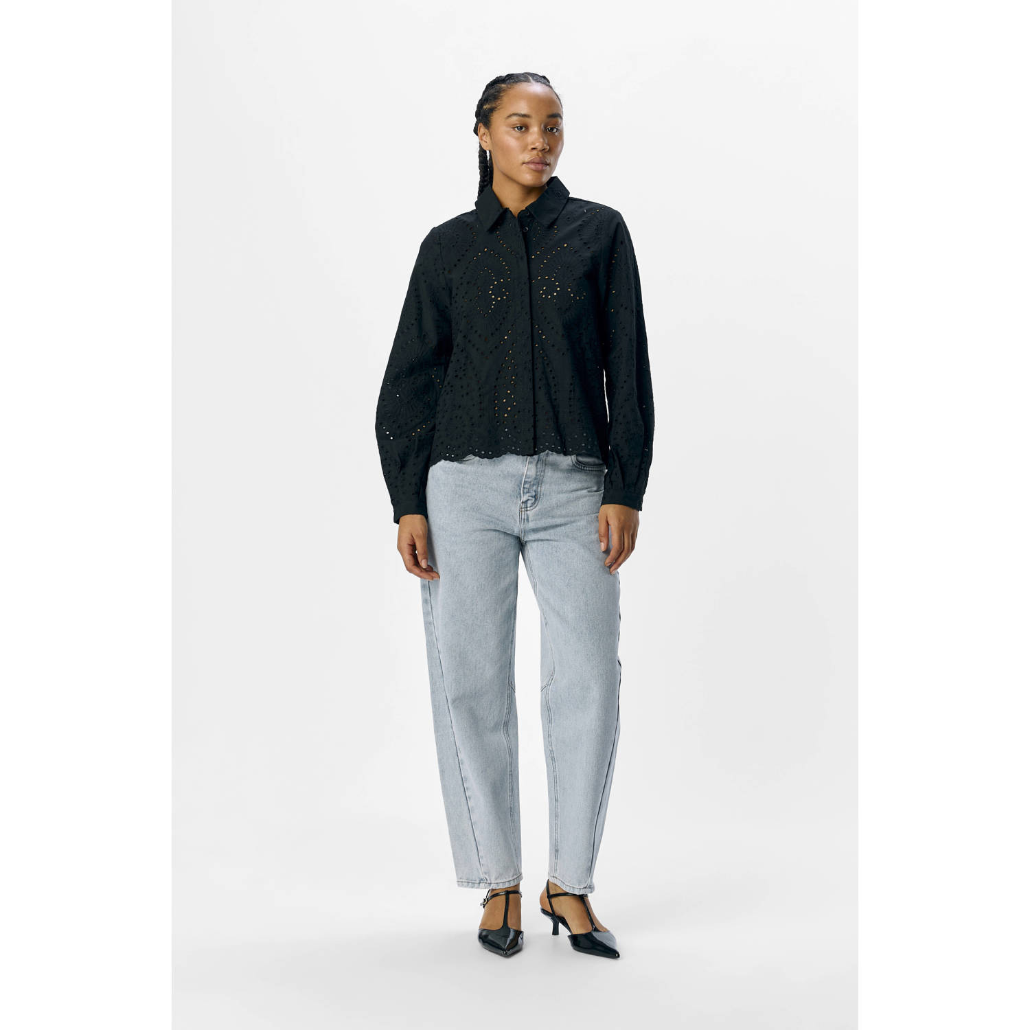 OBJECT blouse zwart broderie
