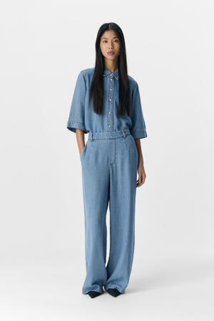 wide leg casual broek blauw