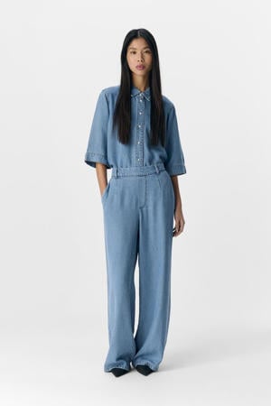 wide leg casual broek blauw