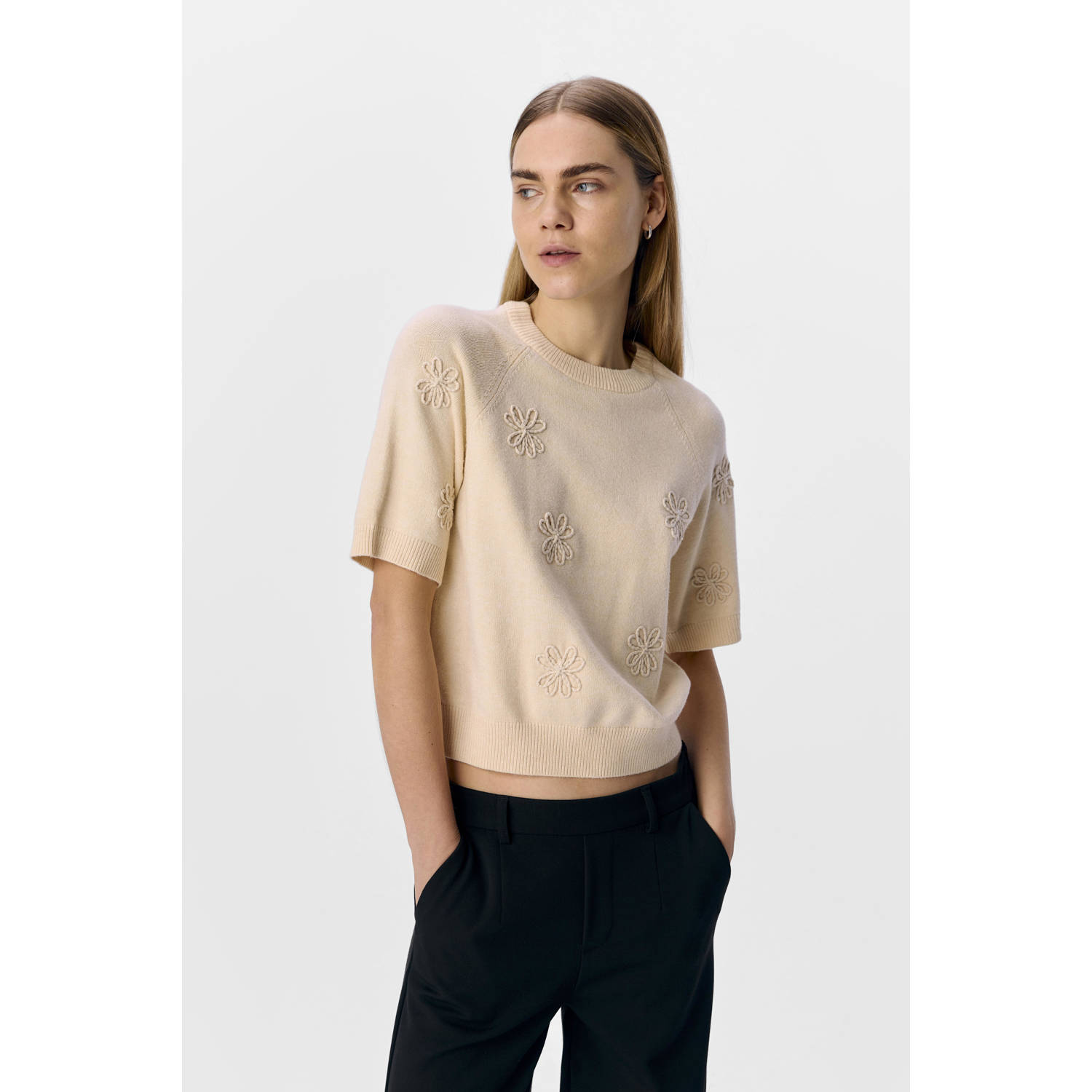 OBJECT Dames Truien & Vesten Objlaney Rubin Ss Pullover E Div Beige