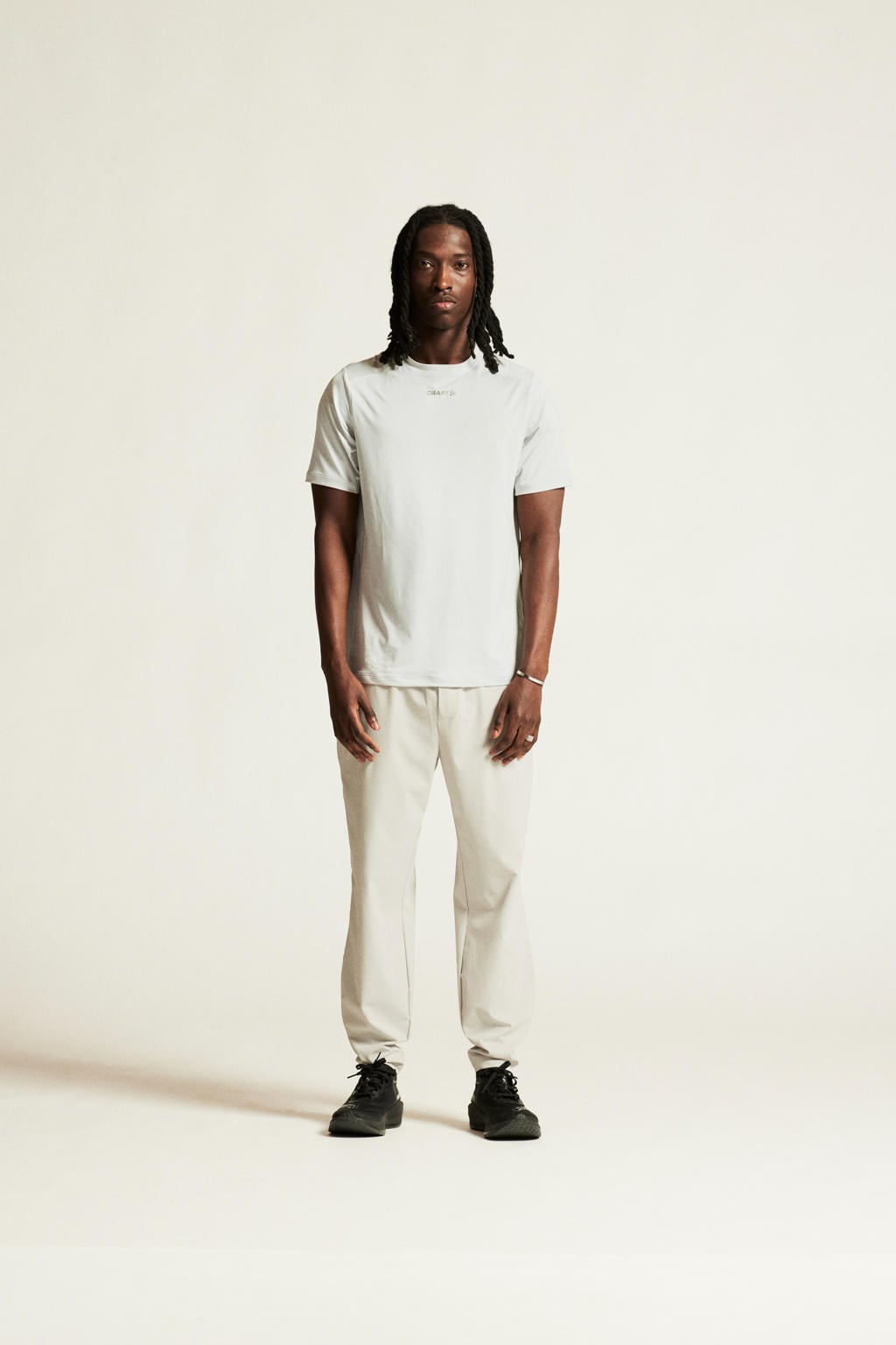 Witte heren Craft Essence sportshirt van polyester met korte mouwen en ronde hals