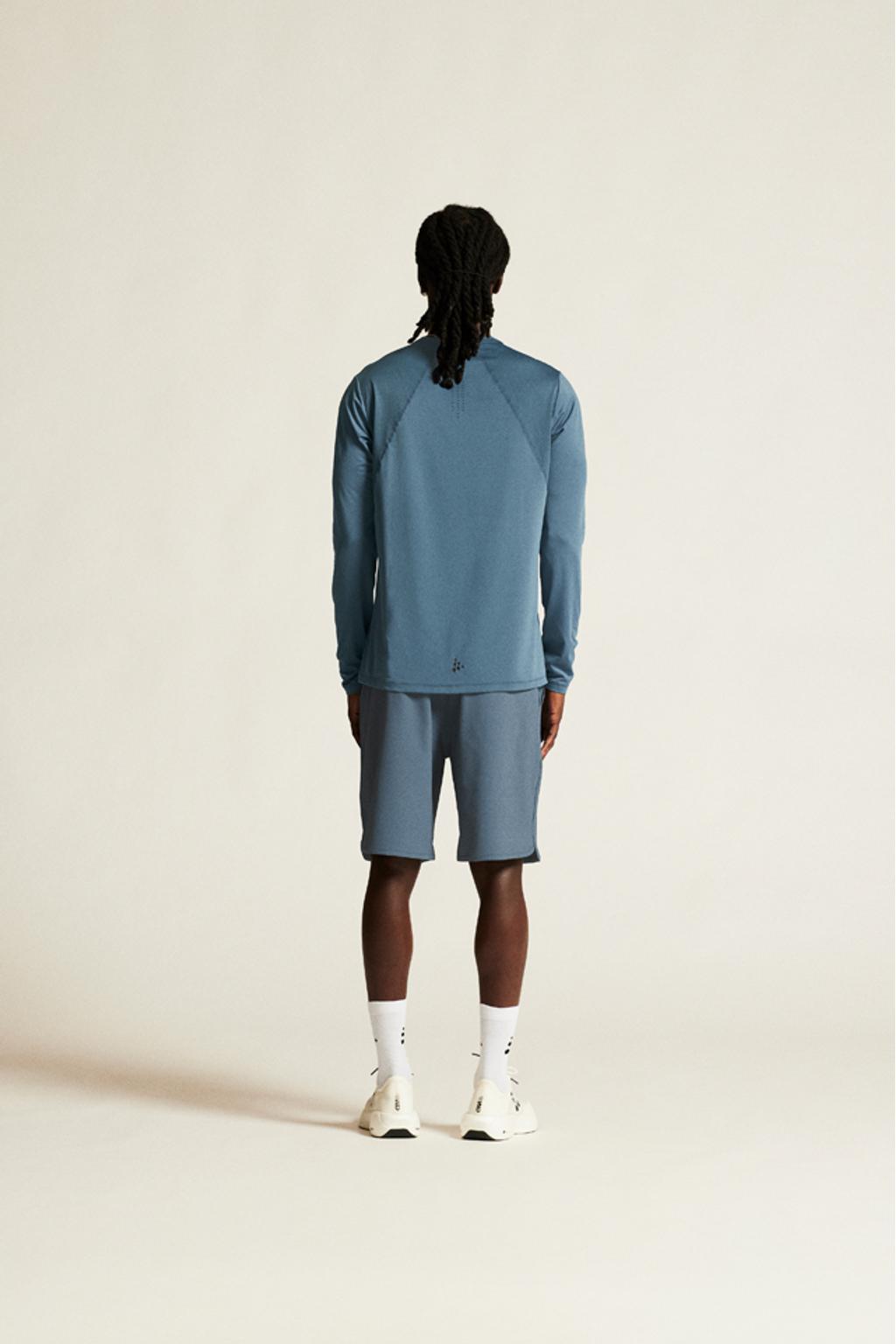 Blauwe heren Craft Essence sportshirt van polyester met lange mouwen en ronde hals