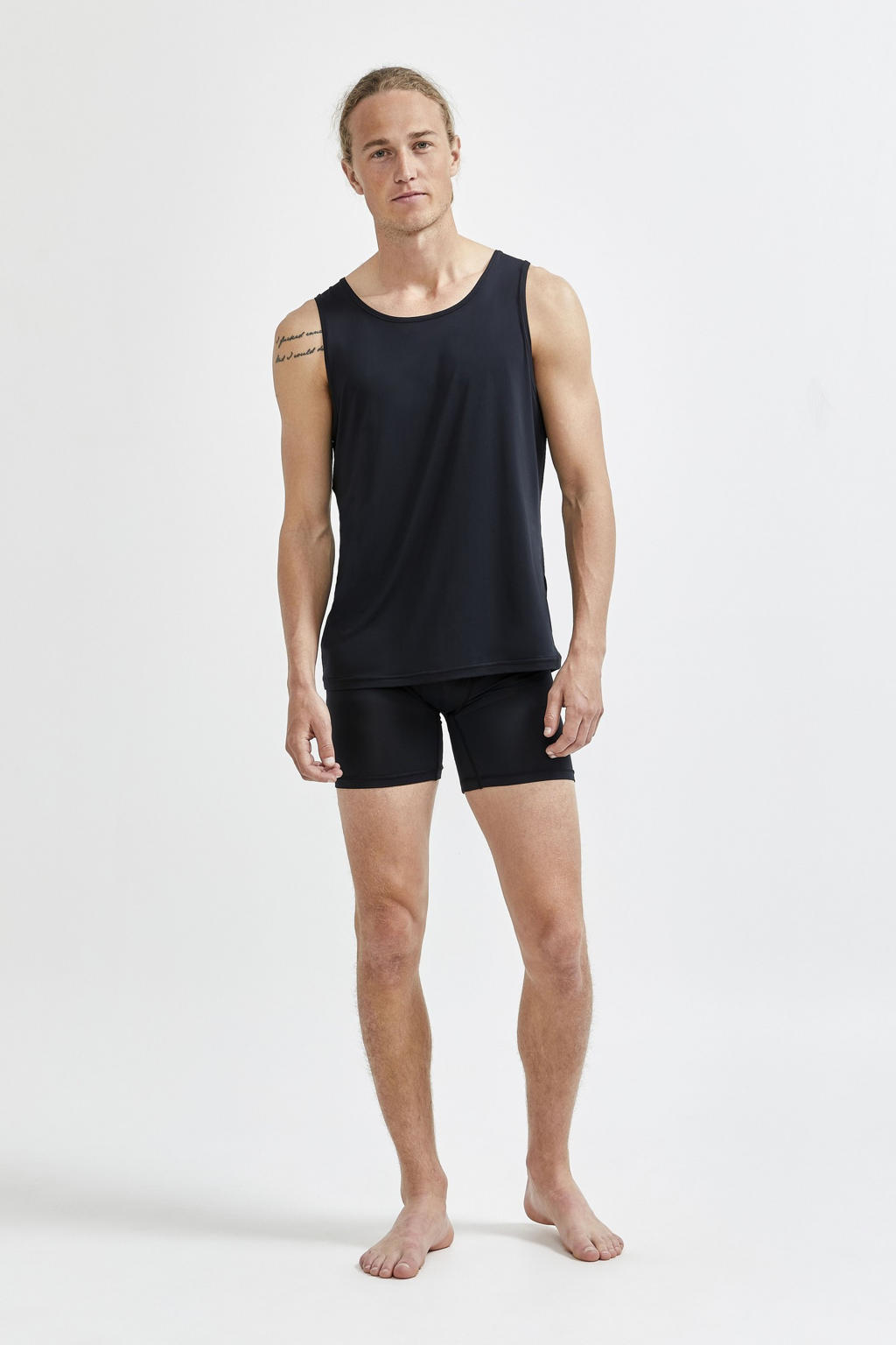 Zwarte heren Craft sportsinglet van polyester met korte mouwen en ronde hals