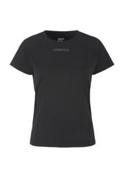 thumbnail: Zwarte dames Craft sportshirt van polyester met effen, korte mouwen en ronde hals