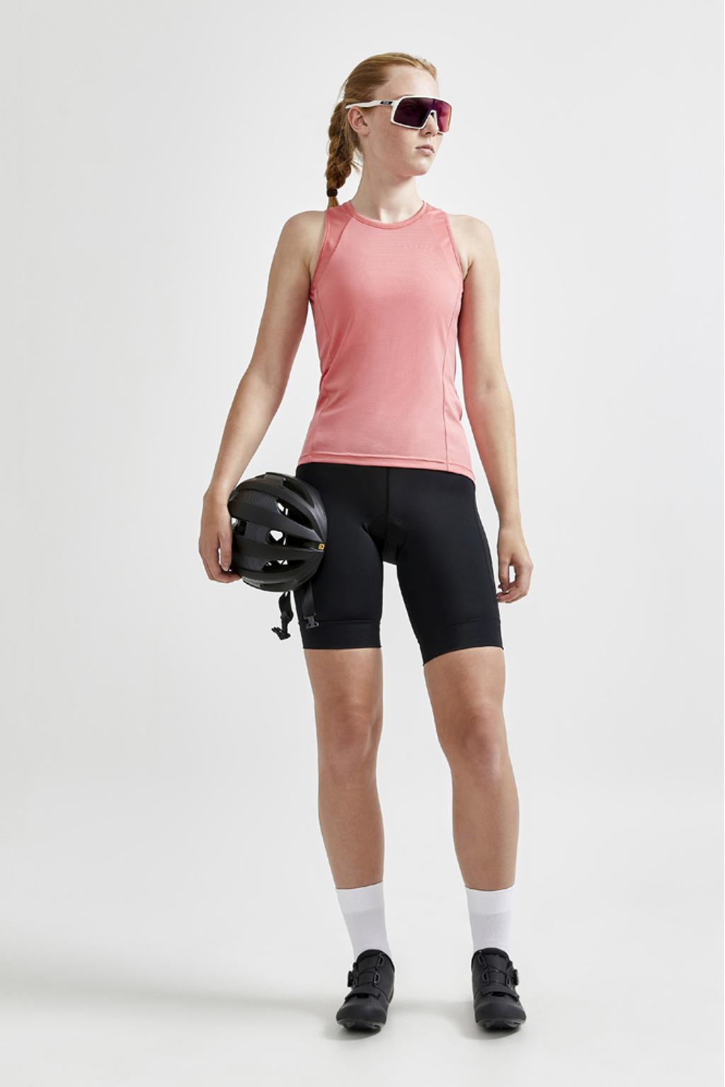 Zwarte dames Craft fietsbroek van polyamide met slim fit, high waist, elastische tailleband en effen