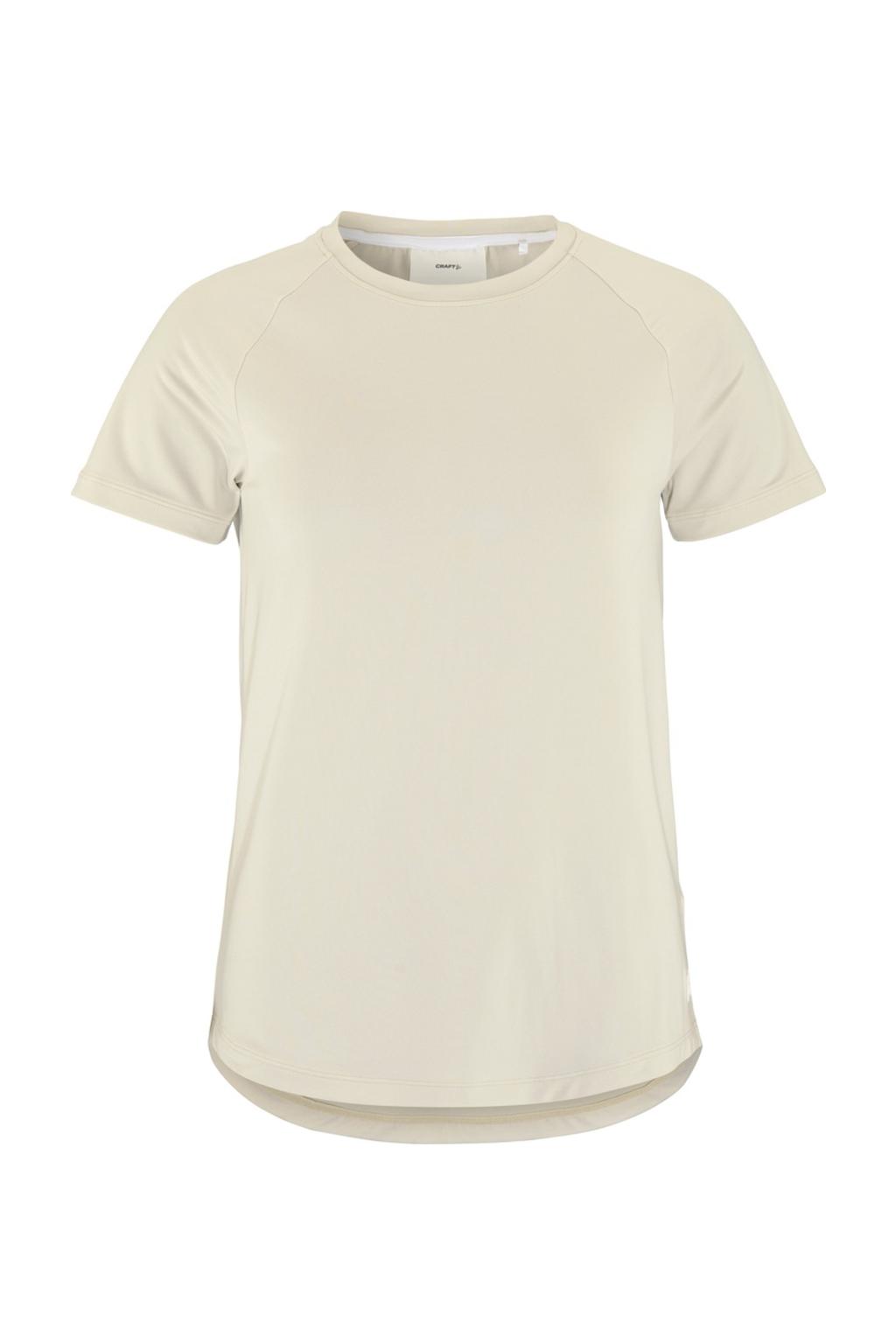 Ecru dames Craft sportshirt van polyester met korte mouwen en ronde hals