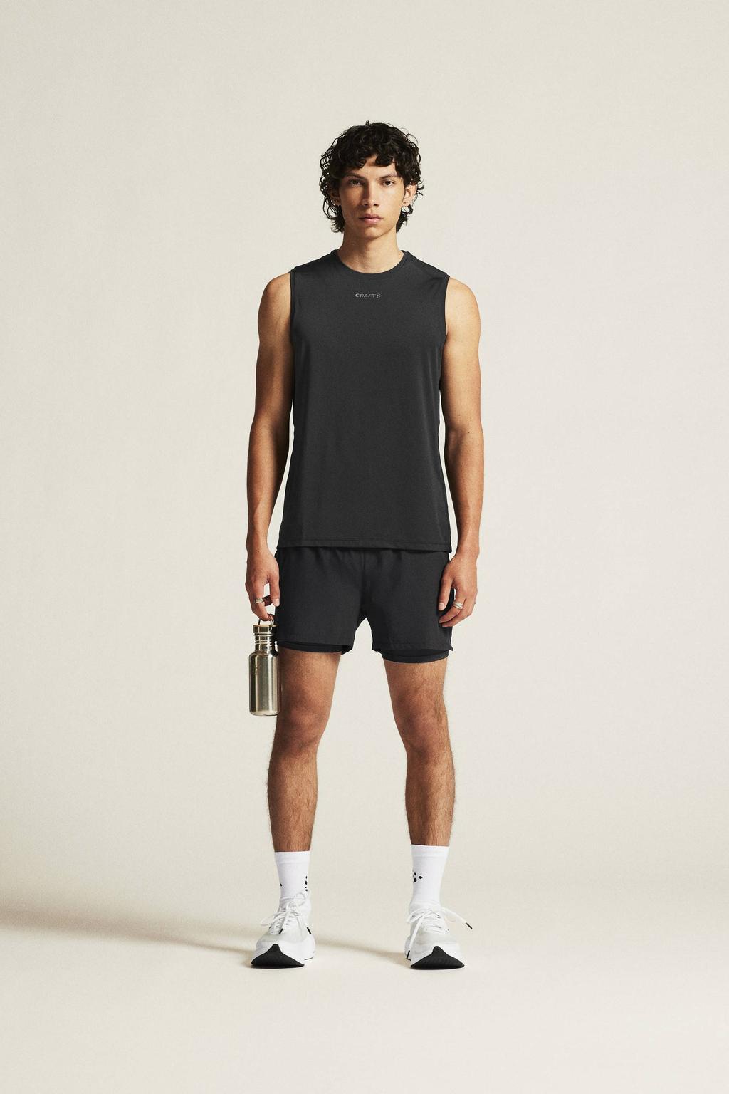 Zwarte heren Craft Essence sportsinglet van polyester met ronde hals