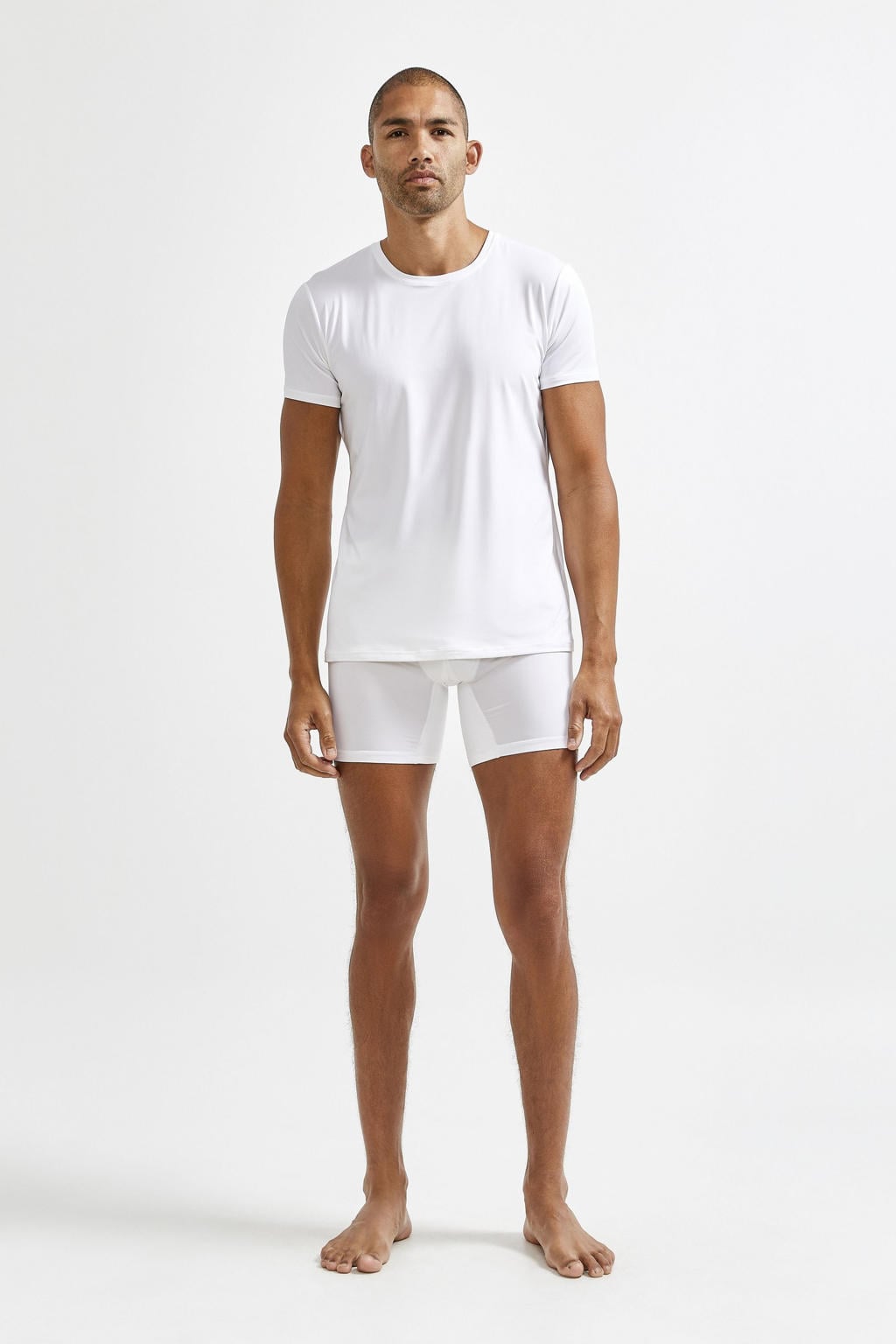 Witte heren Craft sportshirt van polyester met korte mouwen en ronde hals