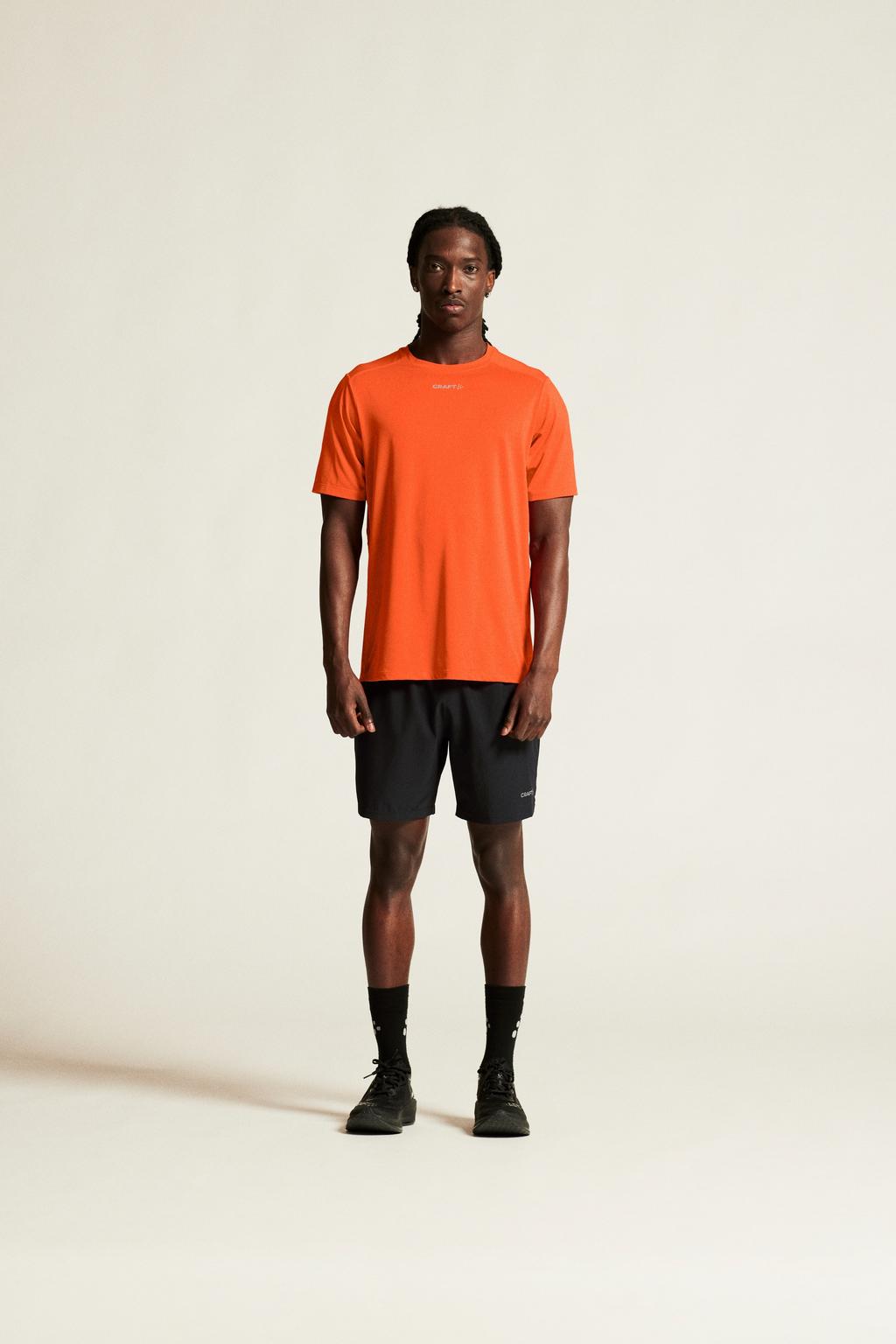 Oranje heren Craft Essence sportshirt van polyester met korte mouwen en ronde hals