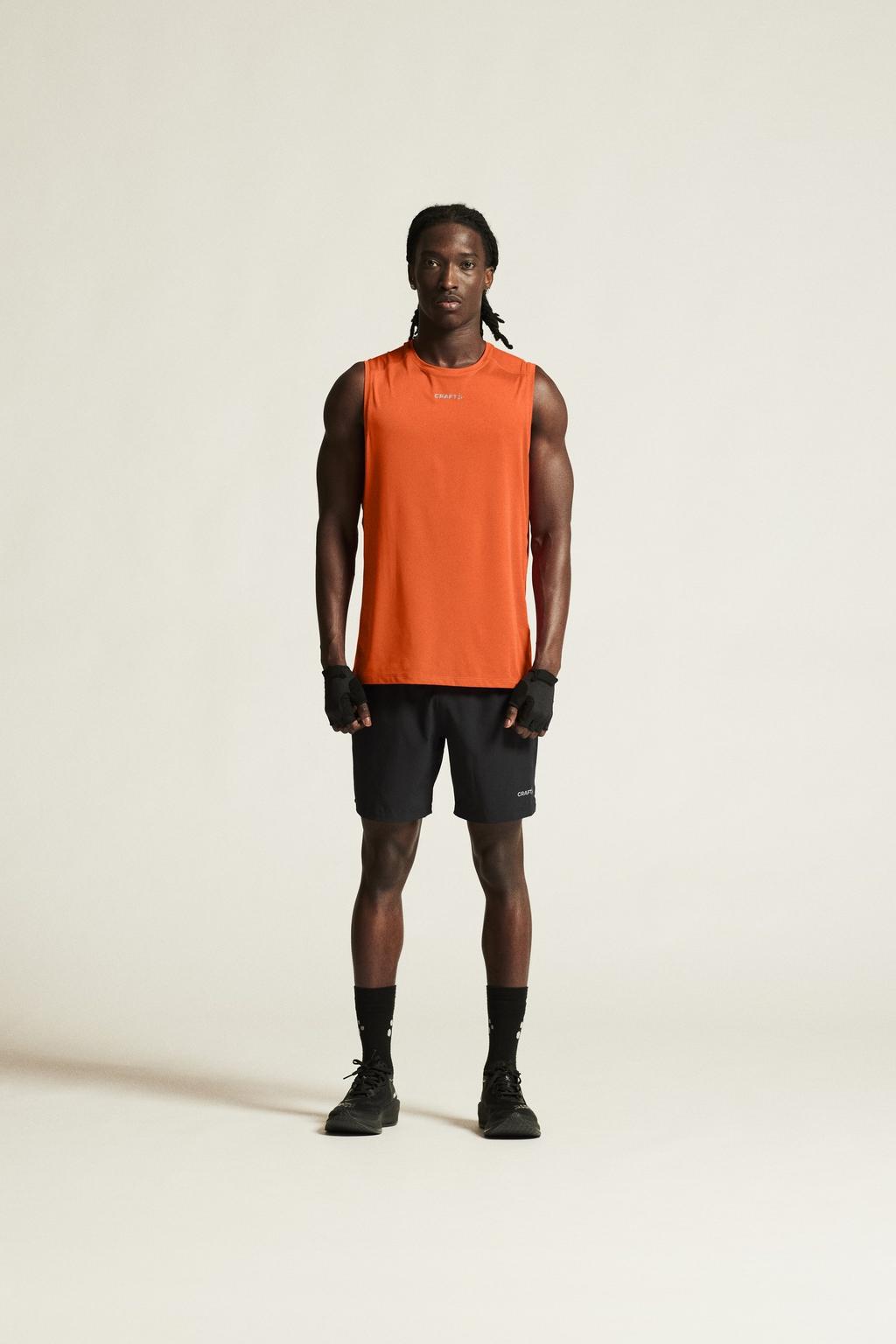 Oranje heren Craft sportsinglet van polyester met ronde hals