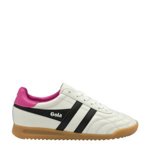 Stadium leren sneakers wit/blauw/roze