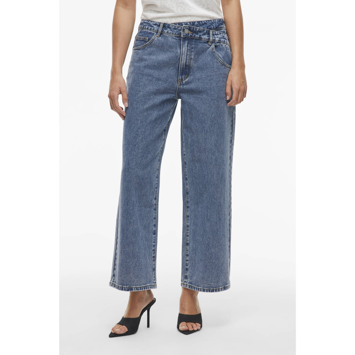 VILA wide leg jeans medium blue denim
