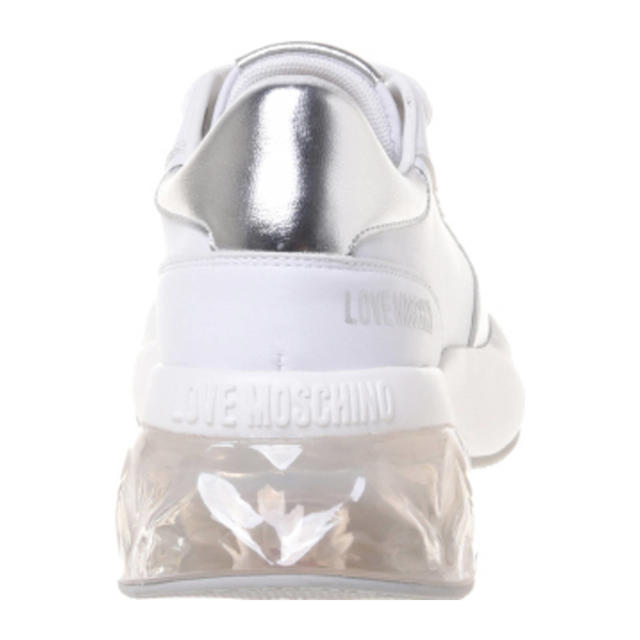 Love Moschino Crystal love chunky leren sneakers wit/zilver wehkamp