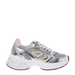 Crystal love  chunky leren sneakers zilver/goud/beige