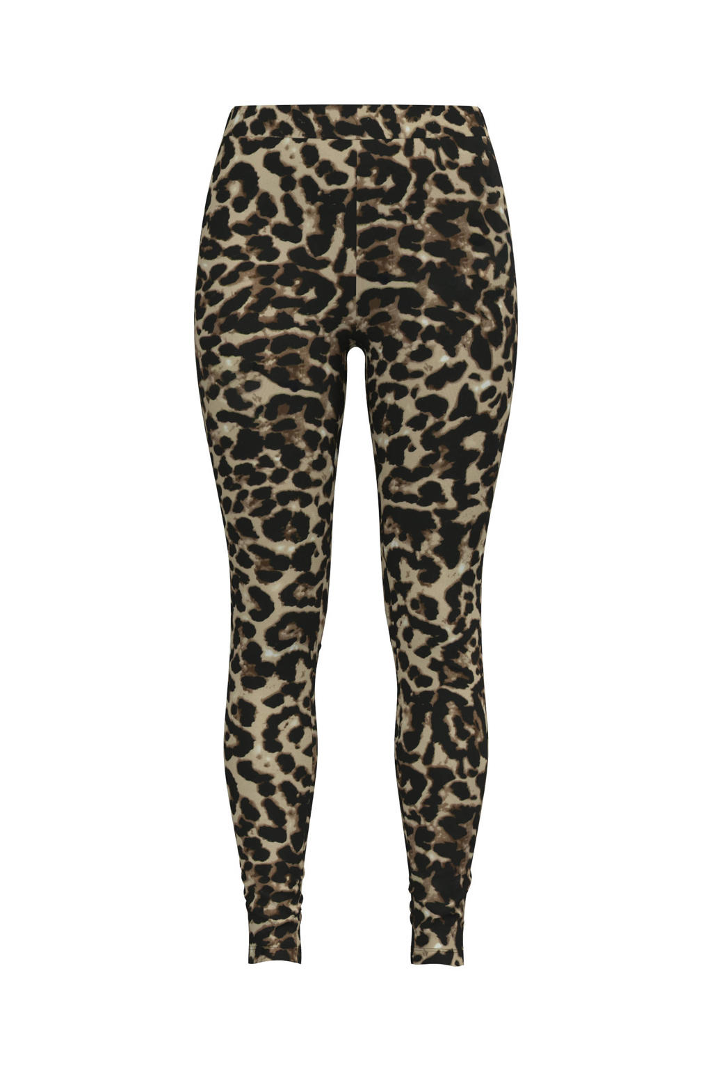 Zwart en beige dames VILA legging van polyester met slim fit, regular waist, elastische tailleband en dierenprint