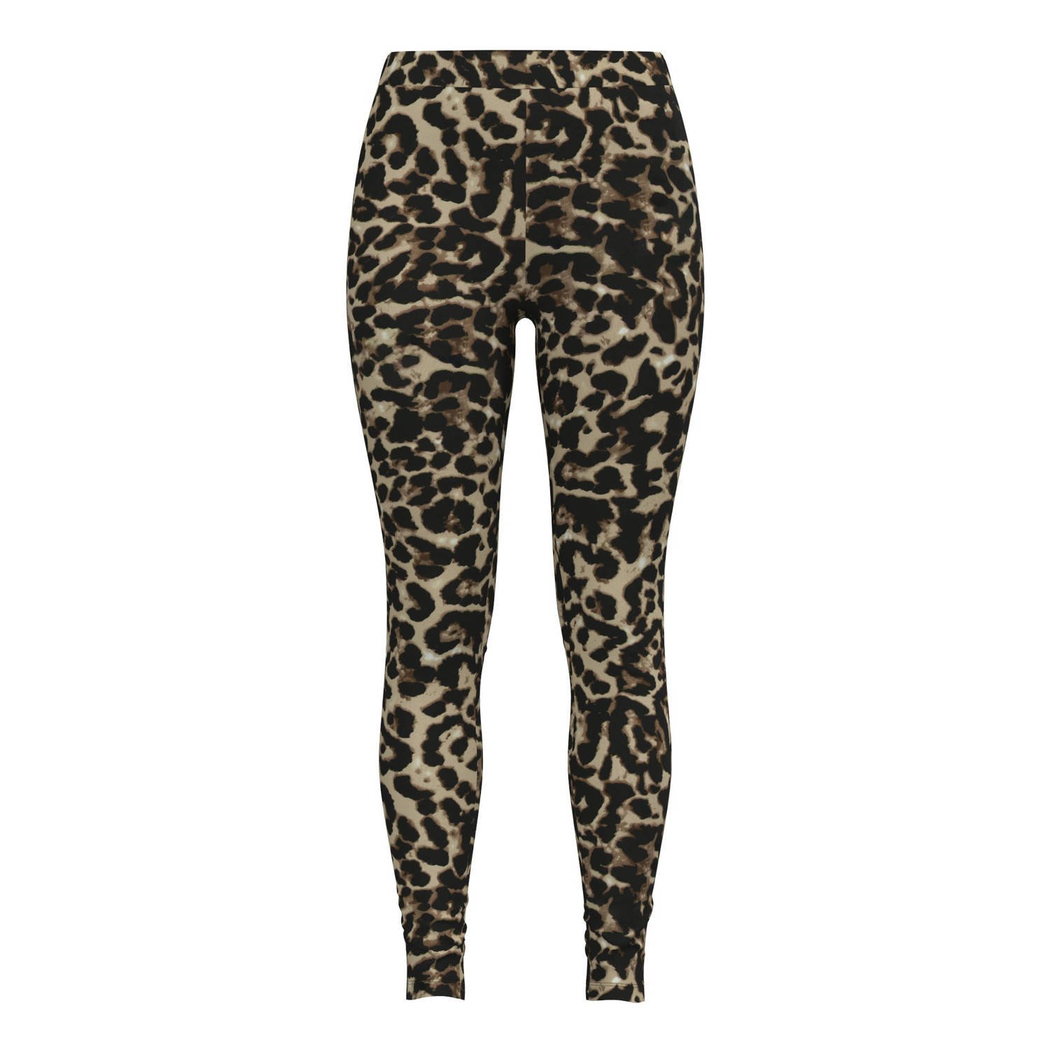 VILA legging met panterprint VILEOA zwart beige