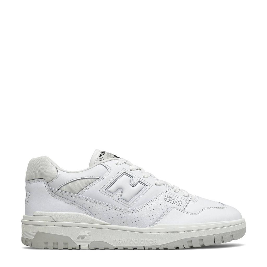 Wit en lichtgrijze unisex New Balance 550 sneakers van leer/voering: mesh/voetbed: eva met veters