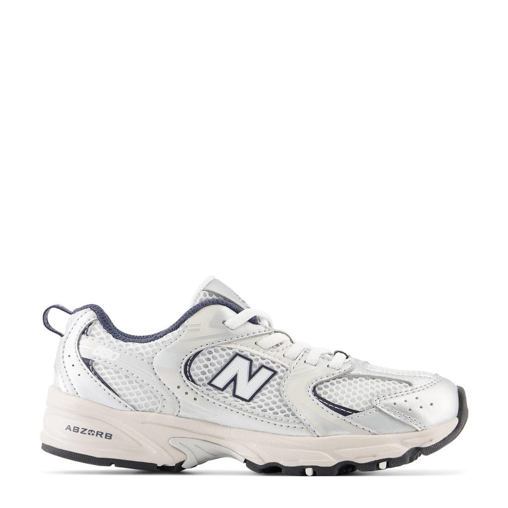 Wit en grijze jongens en meisjes New Balance 530 sneakers van synthetic met elastische veters
