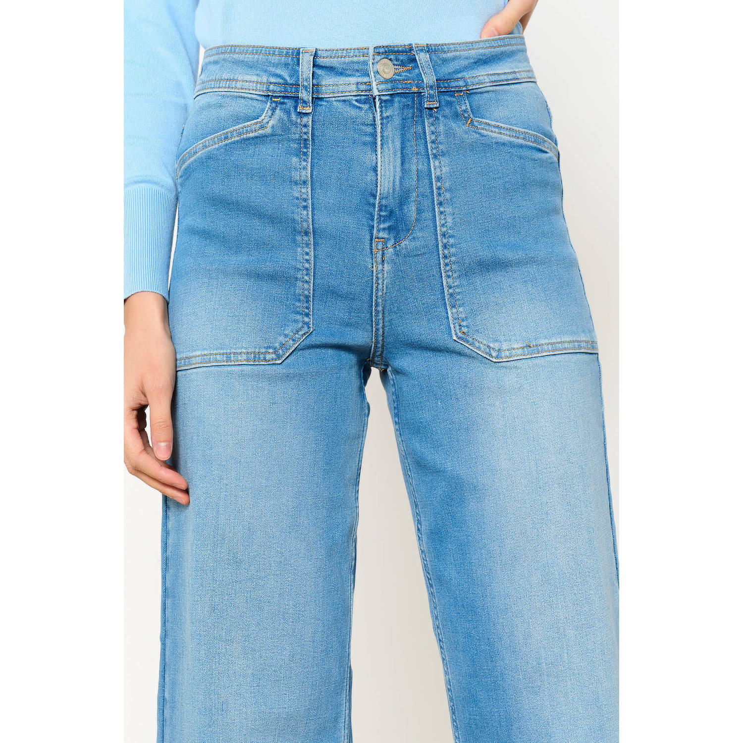 LOLALIZA high waist wide leg jeans medium blue denim