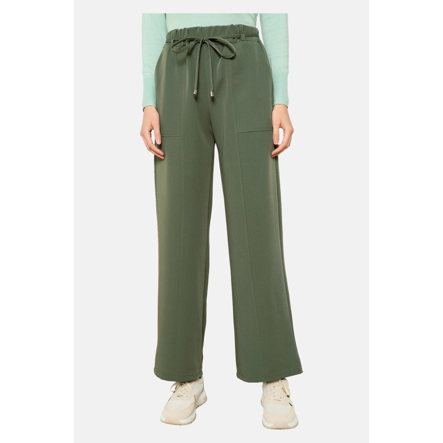 LOLALIZA wide leg high waist broek kaki