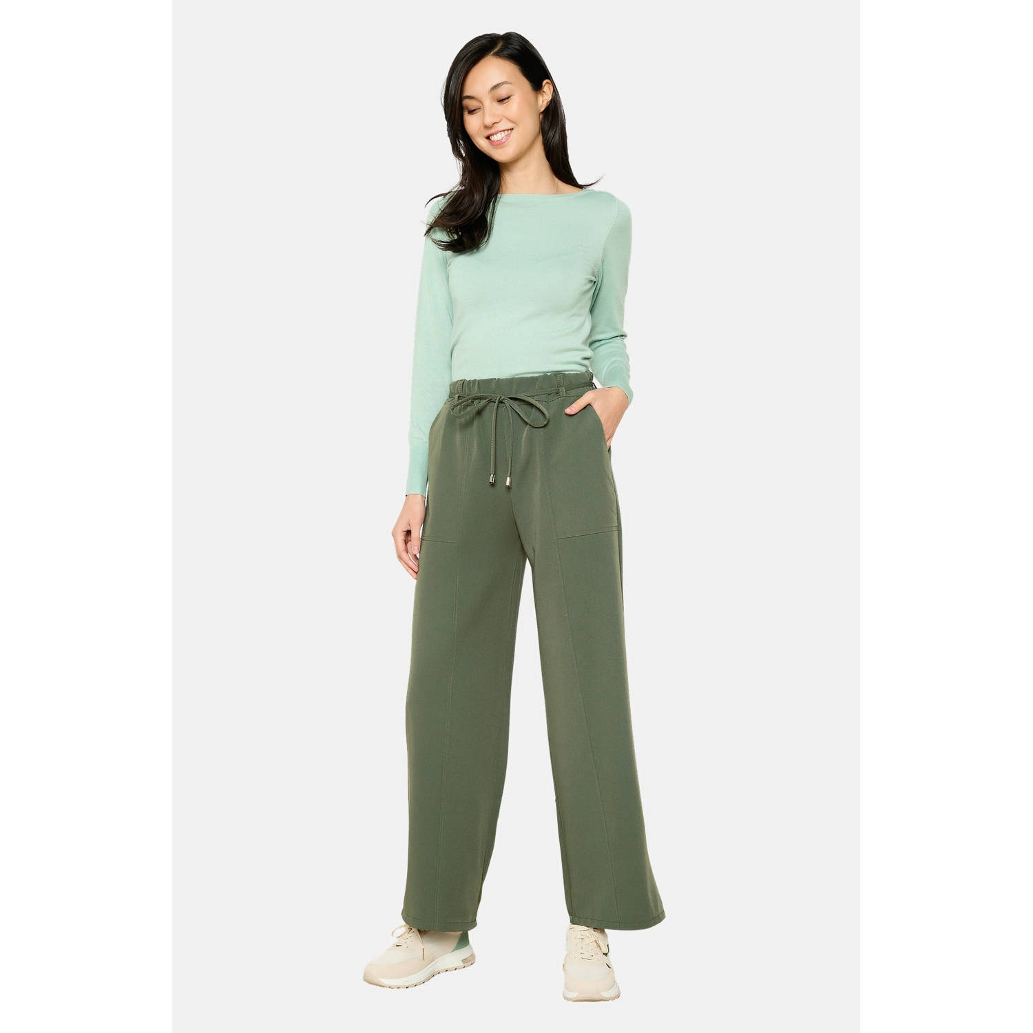 LOLALIZA wide leg high waist broek kaki