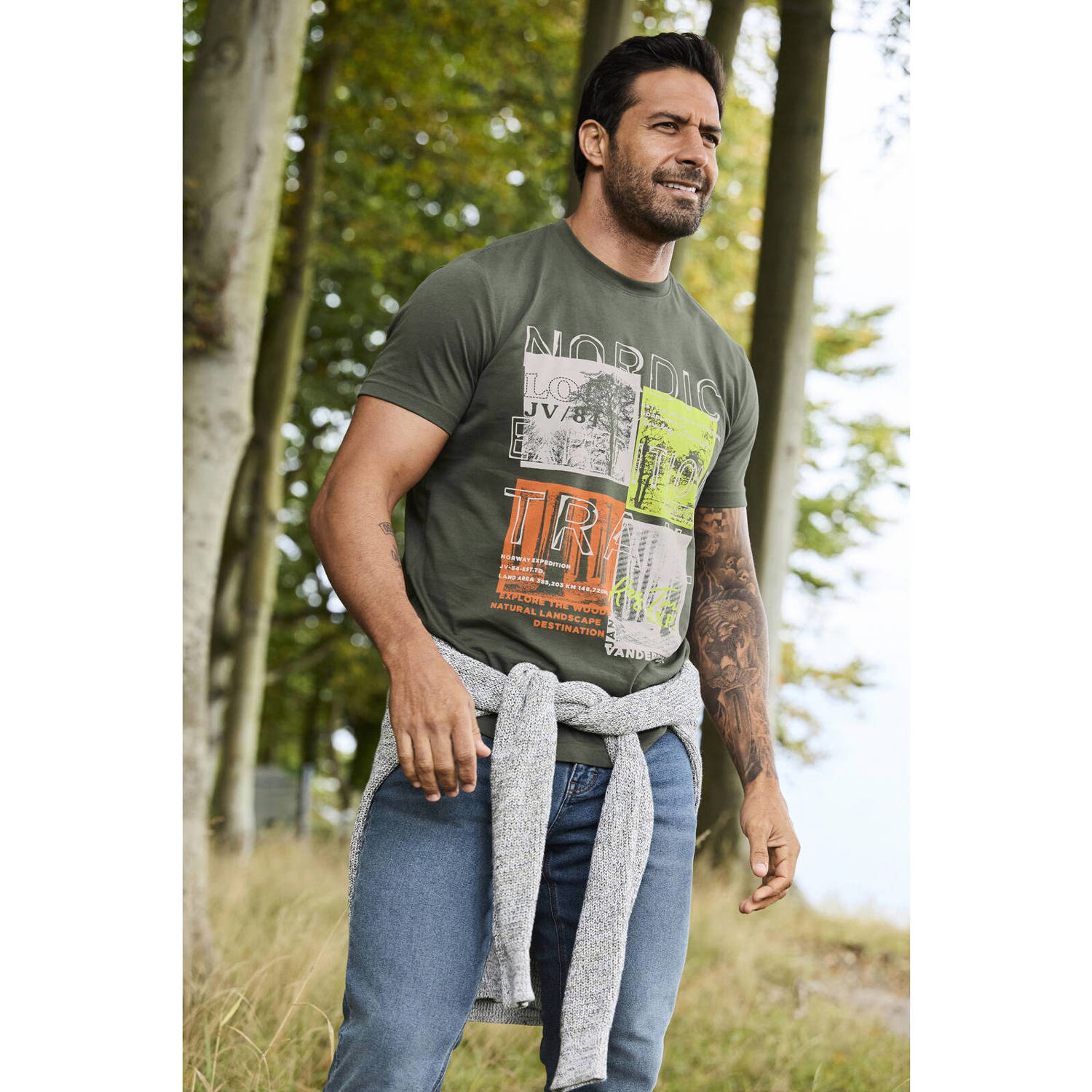 Jan Vanderstorm T-shirt Plus Size TANDRUP olijfgroen