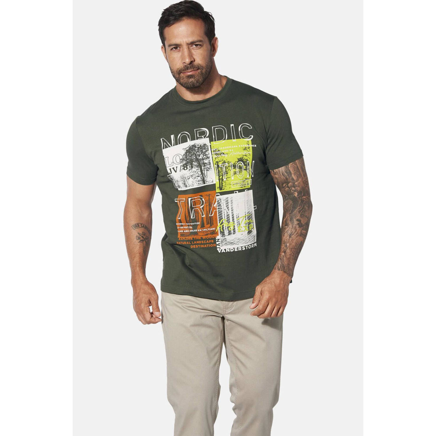 Jan Vanderstorm T-shirt Plus Size TANDRUP olijfgroen