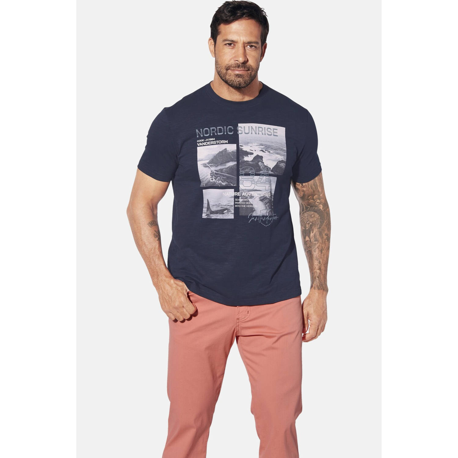 Jan Vanderstorm T-shirt INGTON Plus Size donkerblauw
