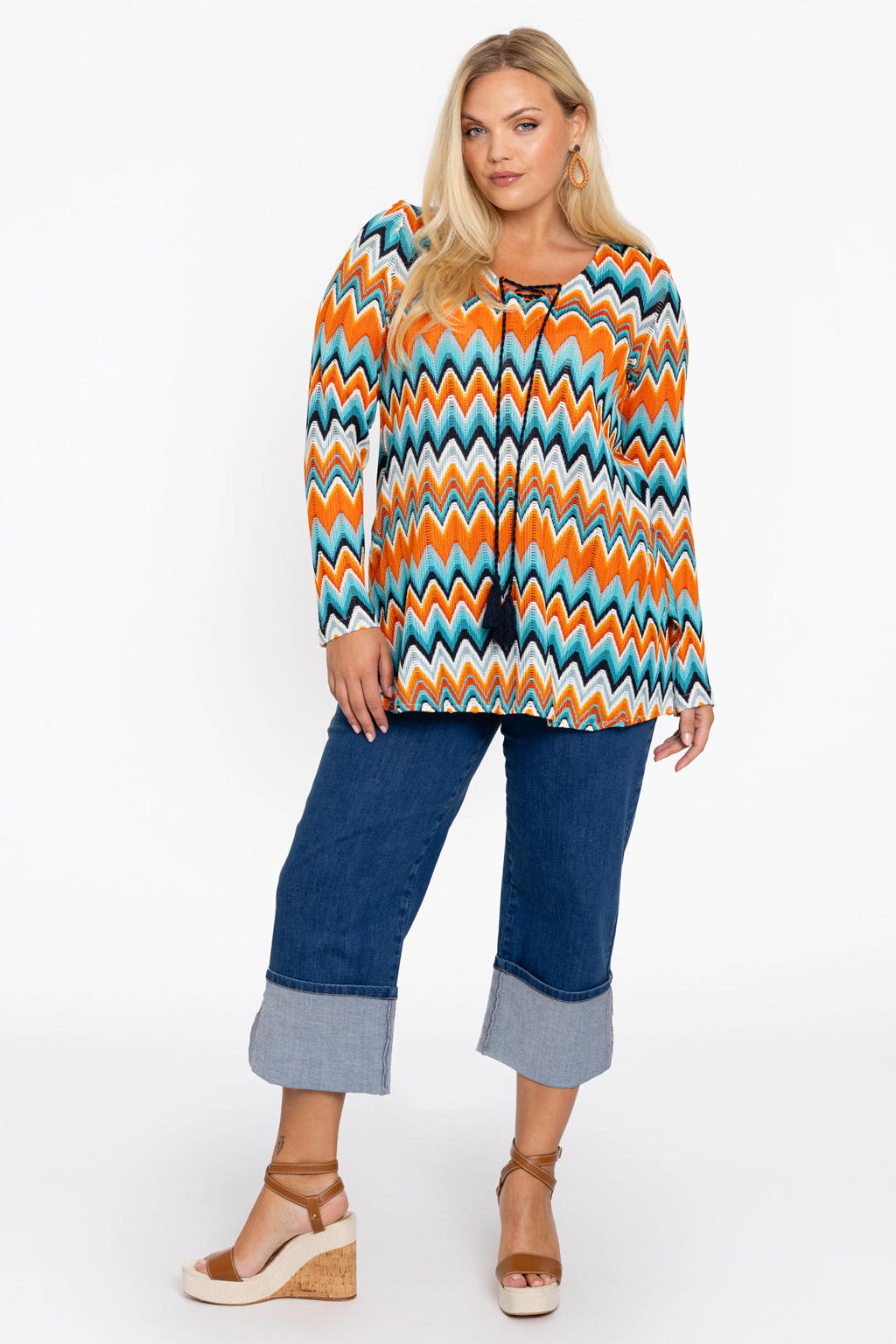 YOEK Plus Size tuniek met print - oranje