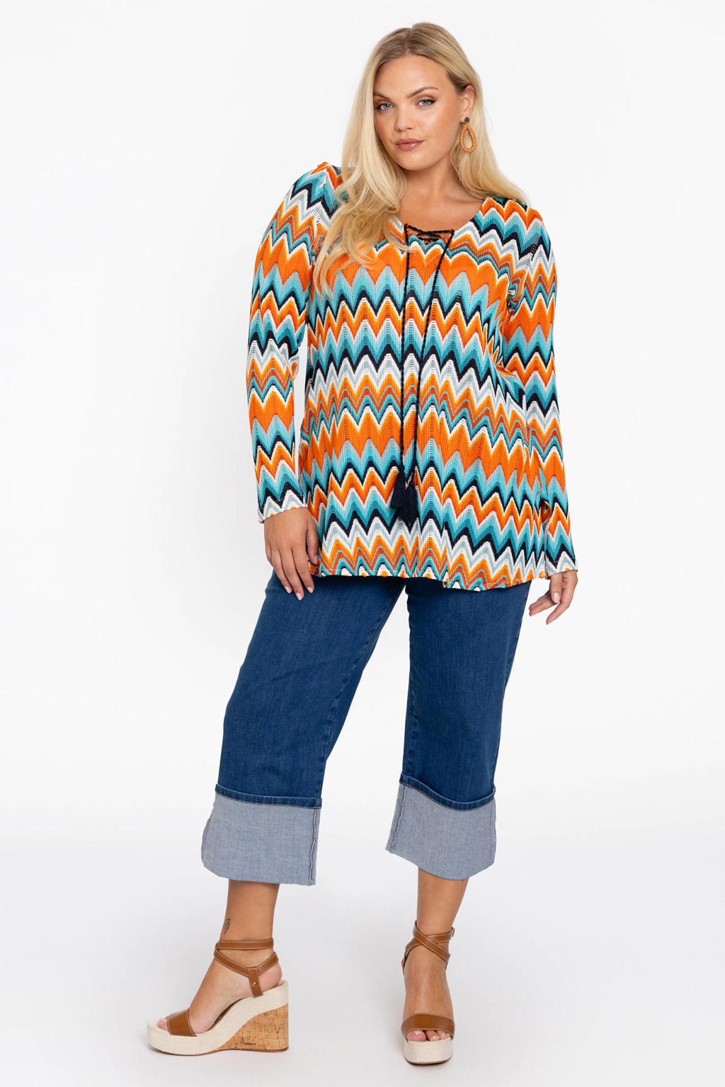 YOEK Plus Size tuniek met print - oranje